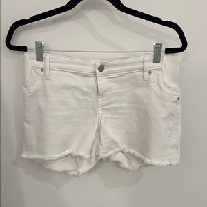 GAP Maternity White Jean Shorts with Distressed Hem